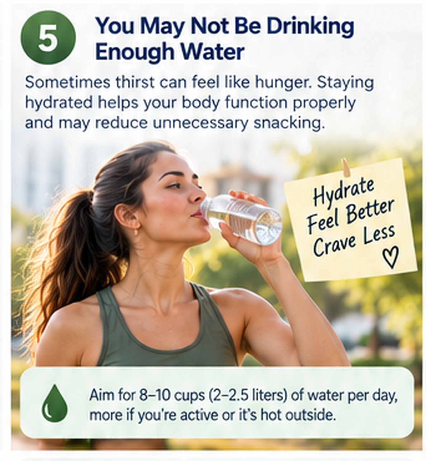 Woman drinking water as part of a regular hydration routine